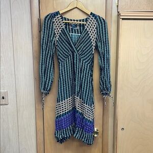 Maeve Green and Purple Long Sleeve Dress